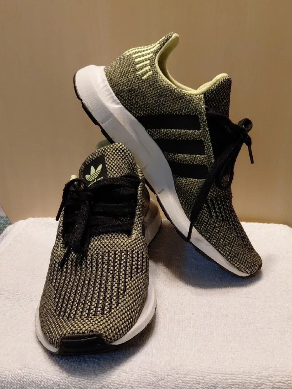 adidas Kids Knit Sneakers in Olive Green and Black